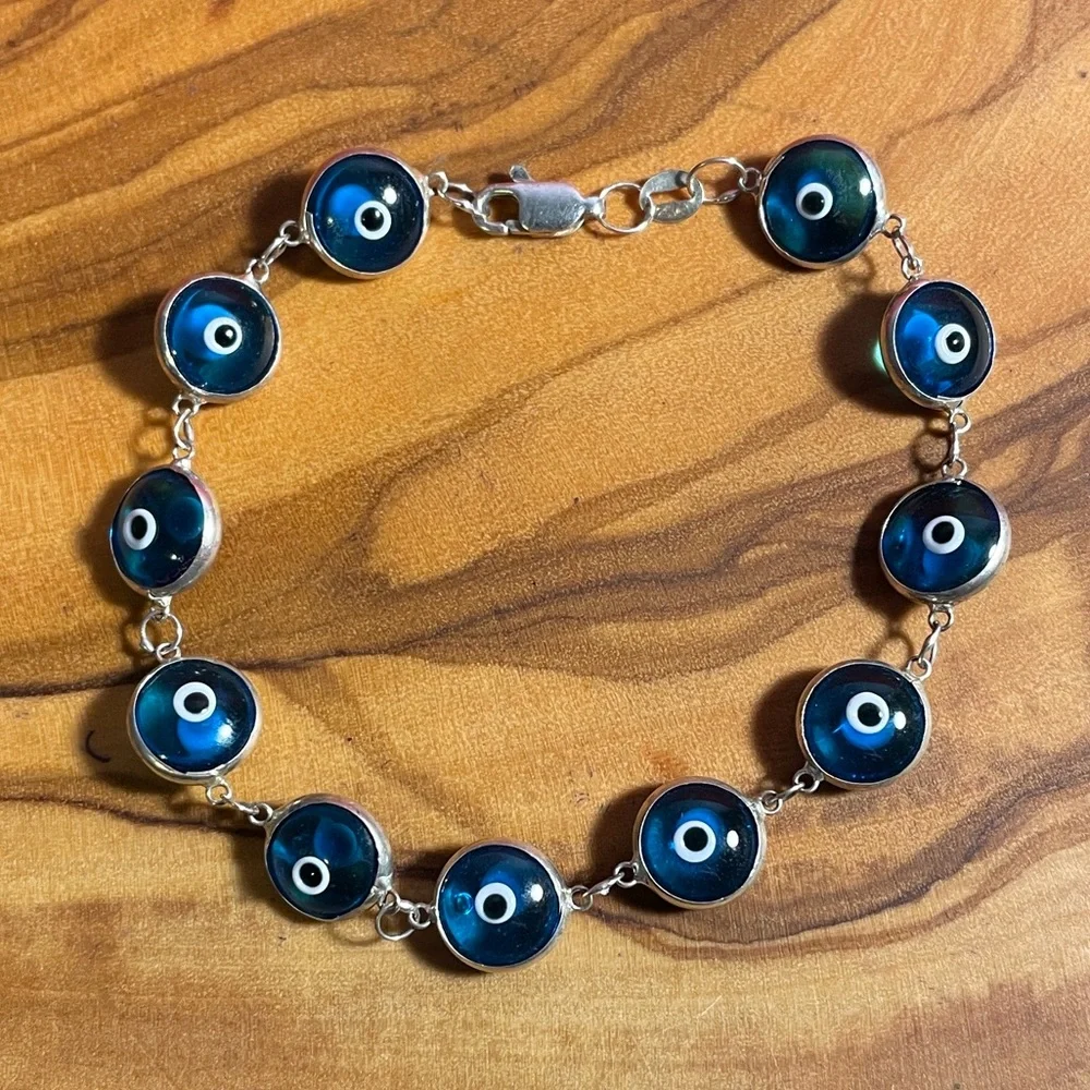 Vintage Sterling Silver Evil Eye Bracelet